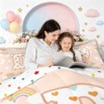 thumbnail image 4 of meiyoeat Cute Rainbow Love Heart Full Size Comforter Sets for Girls, Lovely Star Moon Bedding Comforter Set Peach, Polkadot Reversible, 3 Pieces, 1 Comforter and 2 Pillowcases, 4 of 6