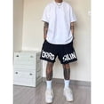 thumbnail image 1 of Pantalones cortos de baloncesto con cordón y letras de moda americana, pantalones cortos casuales holgados y versátiles de verano para hombre, 1 of 1