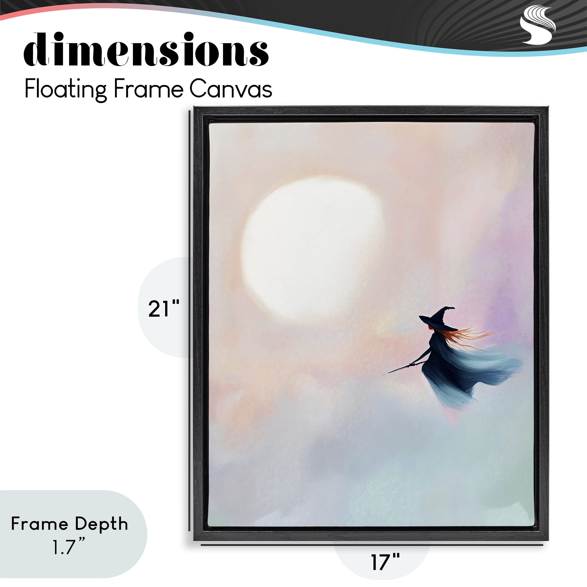 Stupell Industries Witch Flying at Sunset Black Framed Floater Canvas Wall Art, design by The Prints Vibe