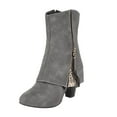 thumbnail image 2 of Hinvhai Women's Low Heel Ankle Boot Clearance,Casual Side Zip Up Bootie Soft Comfortable Solid Color Everyday Round Toe Bootie Gray 5.5(36), 2 of 7