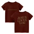 thumbnail image 2 of CCRFTGI Jesus Loves You Cute Shirts for Kids Girls Boys Size 7-8 Summer Short Sleeve Letter Tee Tops Casual Soft Lightweight Clothes for Teen Girls Crew Neck Shirts Wine 5-7 Years, 2 of 6