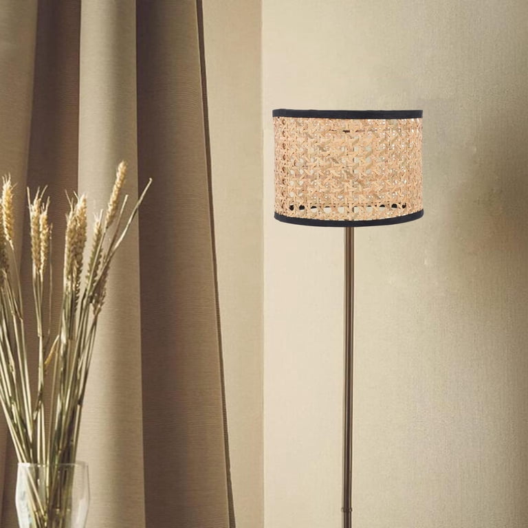 POPETPOP 2-Pack Mini Rattan Woven Lamp Shades | DIY Hand-Woven Light Covers For Table Lamps, Bedroom, Study Decor