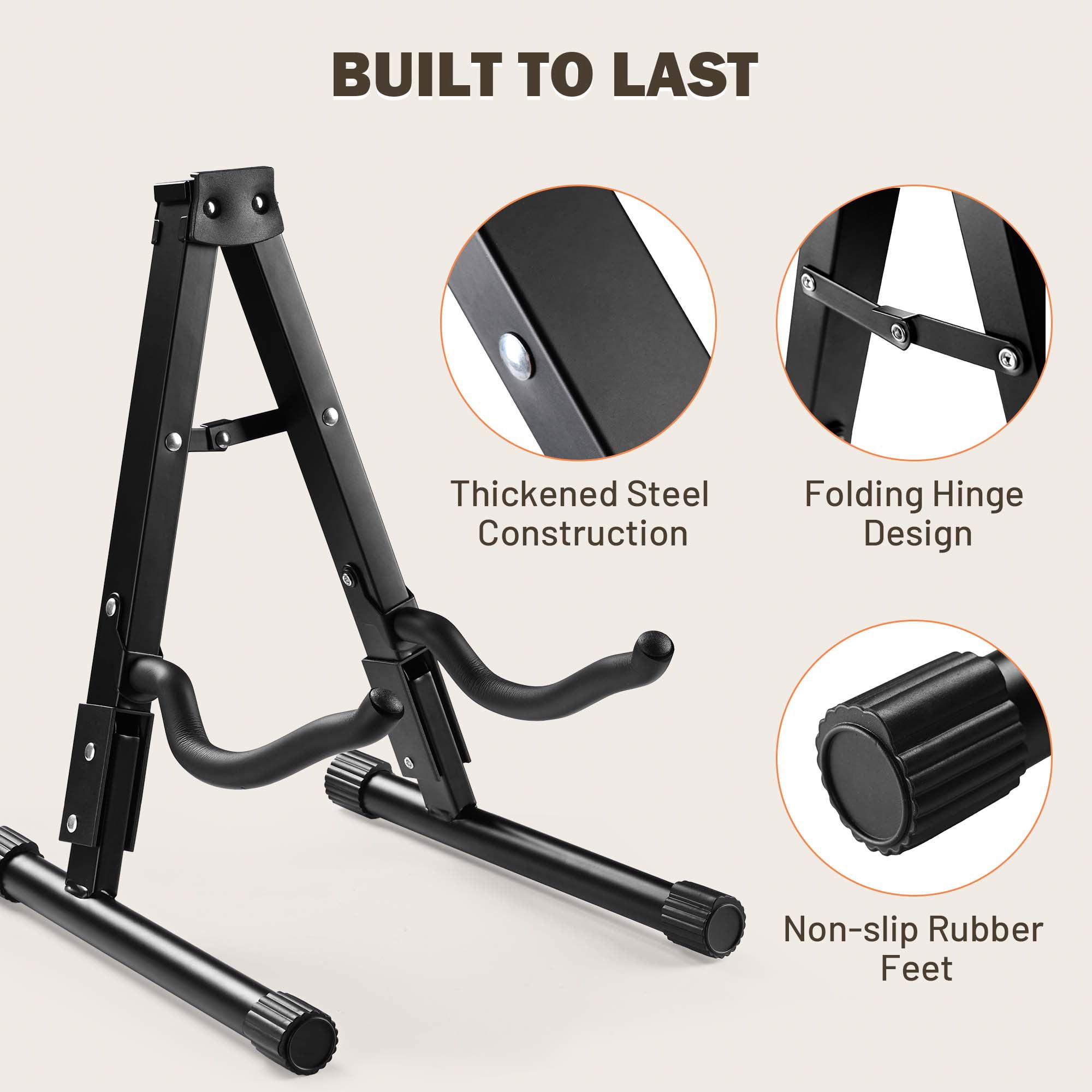 Yescom Electric Bass Guitar Hard Case Wooden Hard Shell & Folding Guitar Floor Stand