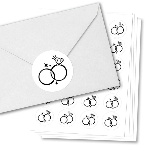 Big Dot of Happiness Black & White Wedding Envelope Seal Stickers, Round Circle Stickers to Seal Cards, Announcement Envelope Seals - 120 Count