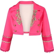 Guvpev Halloween Princess Costume for G'irl's, Pink Princess Dress with Jacket, Belt & Heart Bag, Halloween Cosplay Party Outfit & Fancy Dress Up