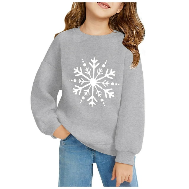 Chandails en Molleton pour Enfants Manches Longues Chandail en Molleton Imprimé Col Rond Chandail Mignon Coupe Décontractée Vêtements d'Hiver pour Petites Filles 3-4 Ans