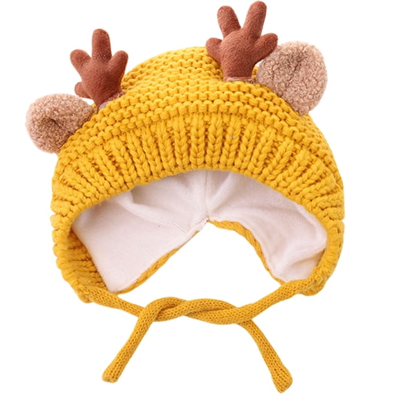 RUISINERY Antlers Christmas Caps for Children Thicken Plush Headgear White Furry Liner for Christmas Parties Cosplay Accessories