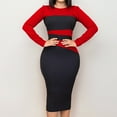 thumbnail image 2 of IROINNID Savings Semi Formal Dress for Women Long Sleeve Bodycon Dress Sexy Elegant And Solid Colorful Wrapped Hip Dress,Red, 2 of 7