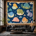 thumbnail image 6 of Cute Sleeping Baby Dinosaurs in Night Sky with Moon and Stars, Whimsical Cartoon Illustration for Kids, Dreamy Nursery Wall Decor, Christmas Gift Tapestry Wall Hanging for Bedroom and Nursery, 6 of 7