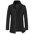 thumbnail image 1 of Pisexur Mens Winter Jacket Men's Solid Color Pocket Zipper Long Sleeved Double-layer Collar Wool Coat Mens Winter Coat Windbreaker Jacket Warming Jacket, 1 of 3