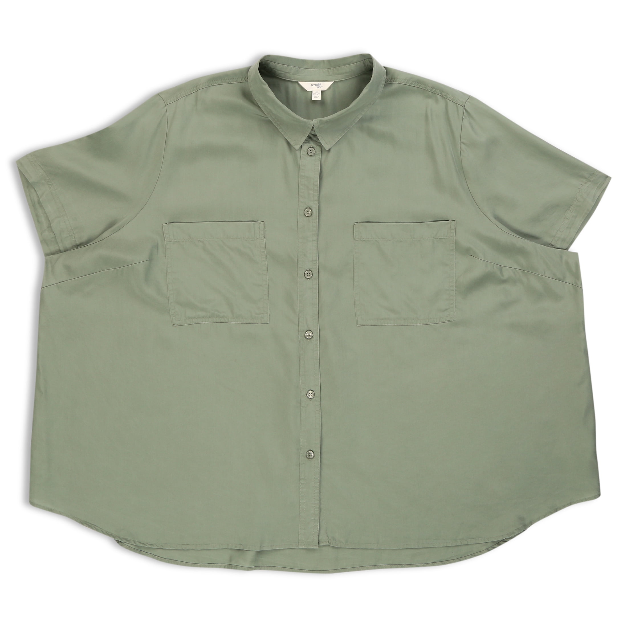 Terra & Sky Women's Plus Size Button Front Camp Shirt