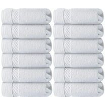 White Classic Luxury Cotton 12 Pc Washcloth Set, Hotel Style Small Bath Towel and Face Cloth 13x13, White Soft Plush Washcloth Pack of 12, Thick High Absorbent Wash Clothes, Bathroom Face Towels