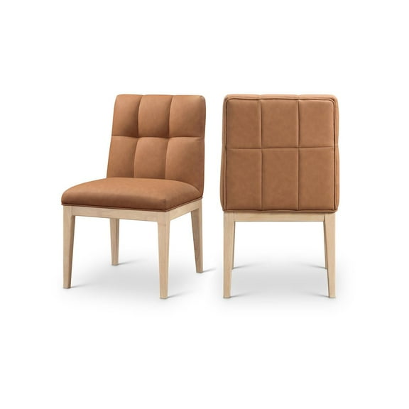 Meridian Furniture Adrian Cognac Vegan Leather Dining Side Chair, Set of 2