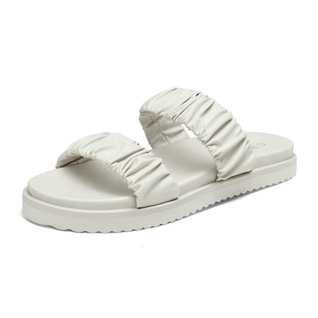 

Dream Pairs Women s Summer Slide Sandals Slip on Open Toe Cute Two Straps Flat Sandals SDSS2211W WHITE Size 9.5
