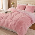 thumbnail image 3 of Luxury Fuzzy Duvet Cover Set Queen Size 3 Pieces Pink Fluffy Comforter Cover Set for Queen Bed Shaggy and Plush Soft Bedding Duvet Covers (Pink, Queen), 3 of 15