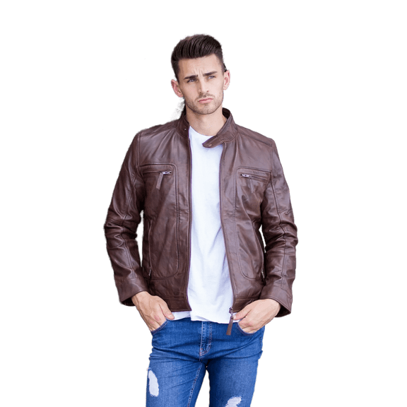Luis Leather Men's Casual Leather Jacket - Cafe Racer Syle Real Lambskin Leather Jackets for Men