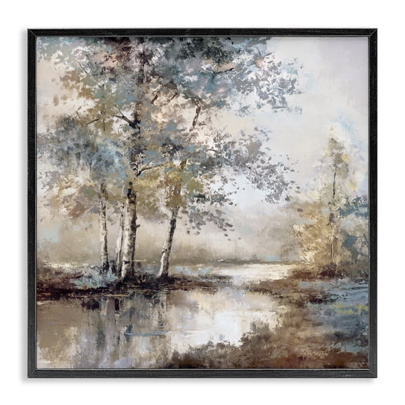 Stupell Industries Meandering River Landscape Gray Framed Giclee Art, design by T.C. Chiu, 12 x 12