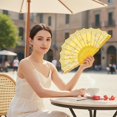 thumbnail image 5 of Byfri 6 Pack Butterfly Floral Vintage Folding Hand Fans Chinese Style Handheld Fans for Dance Parties 43x23cm, 5 of 7
