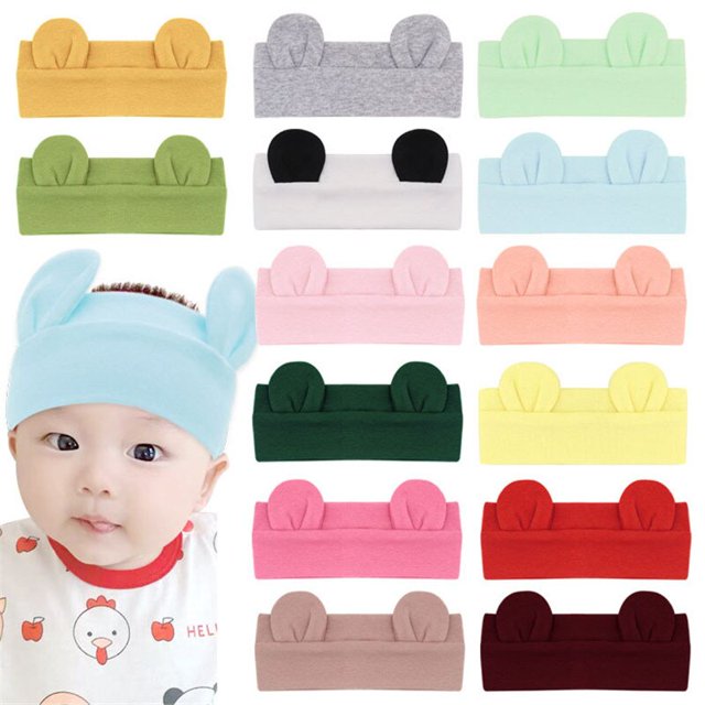 Newborn Headband Cotton Solid For Girl bear Ear Hairbands Turban Knot Headband Kids Accessoire1pcs random He Qiyong unisex