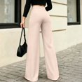 thumbnail image 4 of Yungyresw Dress Pants For Women Straight Wide Leg Solid Color Palazzo Pants Business Casual Trousers Office Work High Waist Pants Beige L, 4 of 4