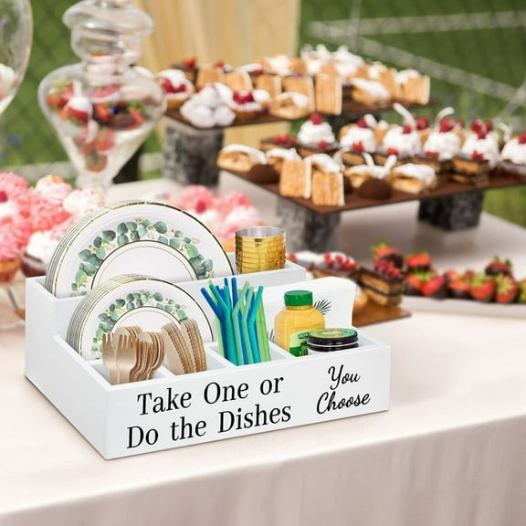 Paper Plate Holders for Kitchen Counter, Disposable Coffee Cup Dispenser Lid Holder ,Plate Organizer Box