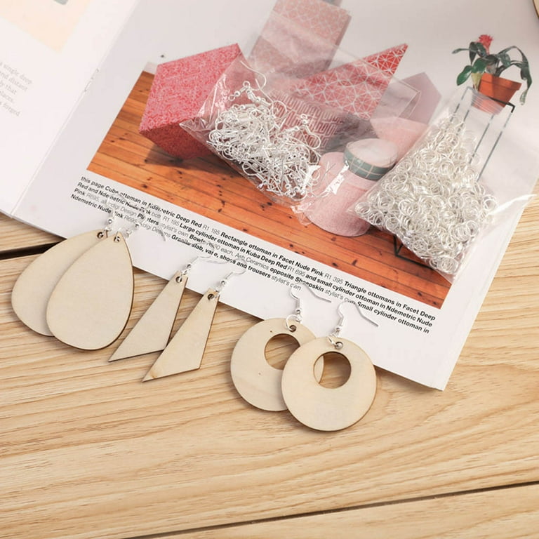 LYUMO 60pcs Wooden Earrings 3 Style Unfinished Earring Blanks Kit Teardrop  DIY Earring Pendants Stylish DIY Craft Jewelry Hand Made Supplies 