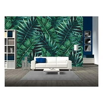 wall26 - Watercolor Tropical Palm Leaves Seamless Pattern. Vector Illustration. - Removable Wall Mural | Self-Adhesive Large Wallpaper - 100x144 inches