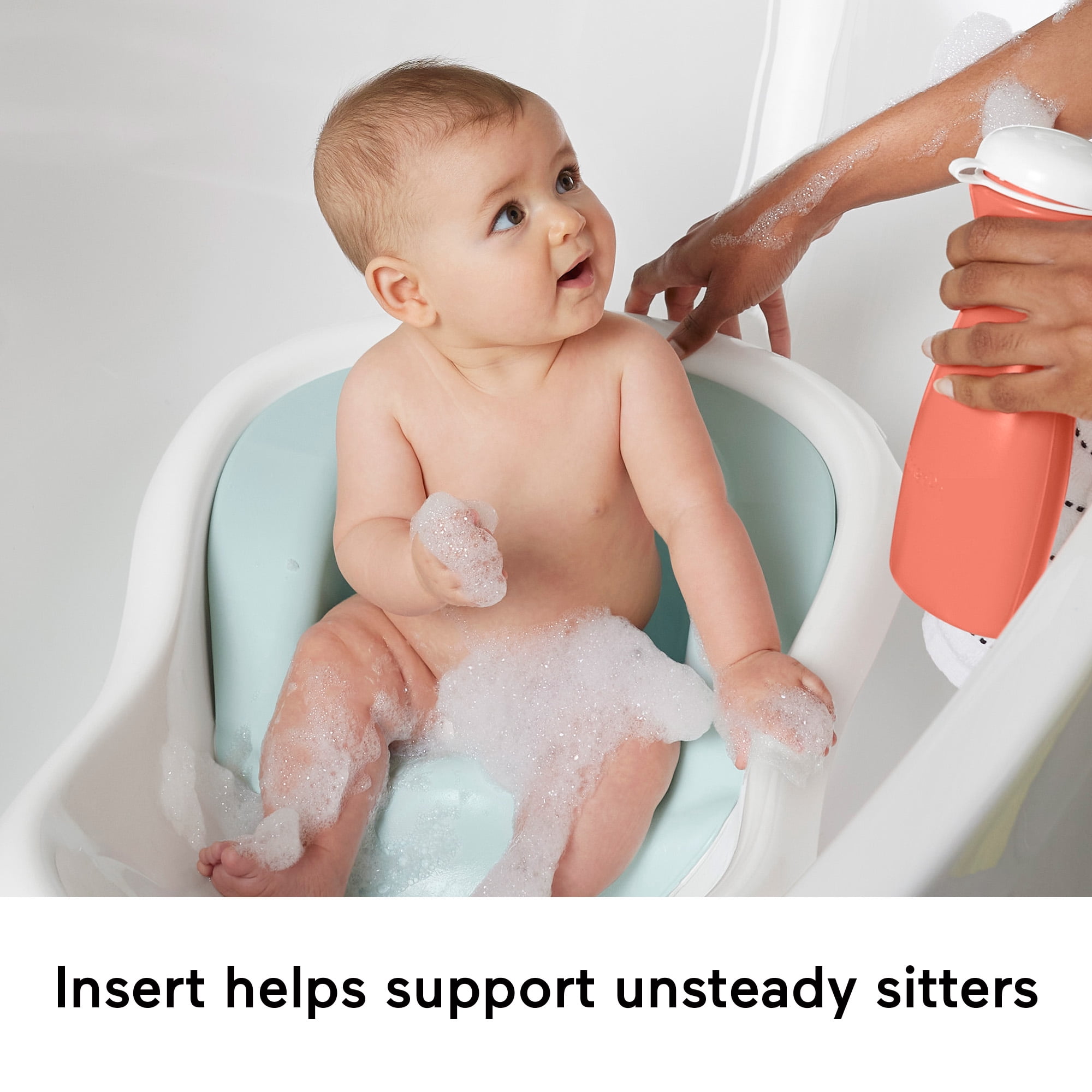 Fisher-Price Baby to Toddler Bath 4-in-1 Sling ‘n Seat Tub with Removable Infant Support and 2 Toys, Summer Blossoms