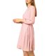 thumbnail image 4 of Vestido de gasa A-line con media manga en V, sólido y lindo para mujeres, color rosa claro, 4 of 7