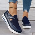 thumbnail image 2 of HEWUQI Womens Wedge Platform Slip on Lightweight Knit Mesh Casual Walking Shoes Breathable Non Slip Fashion Tennis Running Sneakers Blue Size 6, 2 of 5