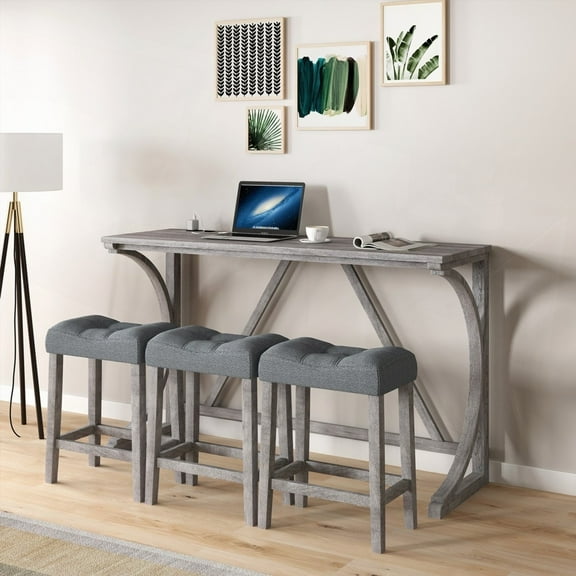 Bar Table Set with Power Outlet - Industrial Design for Multi-Rooms