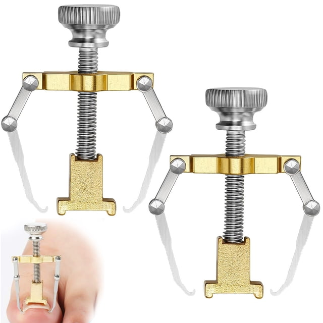2 piezas de levantador de uñas encarnadas, herramienta para uñas encarnadas, abrazadera para dedos, herramienta de acero inoxidable para el cuidado de los pies para paroniquia, dorado
