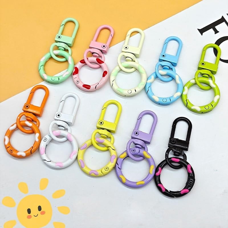 Candy Color Spring Keychain  Colorful Metal Lobster Claw Clasps with Spring Key Rings for DIY Crafts, Bag Charms, and Keychain Making for Crafters and Hobbyists