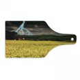 thumbnail image 1 of Nature Cutting Board, Thunderstorm over the Meadow Valley with Scary Dark Sky Rural Farm Scenery, Tempered Glass Cutting and Serving Board, Wine Bottle Shape, Yellow Green Purple, by Ambesonne, 1 of 1