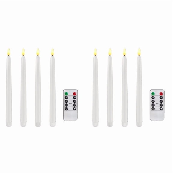 8 Pcs Remote Flameless Candlesticks,Timer Battery Operated LED Taper Candles for Halloween,Wedding Decoration White