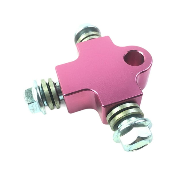 Conector de 3 vías para manguera de aceite de freno, kit de conversión de disco doble delantero, adaptador universal para manguera de freno triple de Púrpura