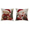 thumbnail image 2 of Christmas Pillow Covers 18x18 Set of 2, Rustic Santa SnowmanTeddy Bear Reindeer Winter Hoilday Decorative Throw Pillow Covers for Home Bedroom Living Room(B), 2 of 6