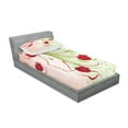 thumbnail image 2 of Ambesonne Flower Fitted Sheet & Pillow Sham Set, Watercolor Poppy, Twinxl, Green Red, 2 of 2