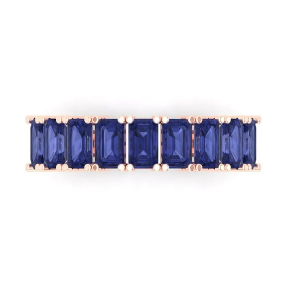 2.61 ctw Wedding Band for Women - 18K Rose Gold Simulated Tanzanite Stackable Eternity Ring