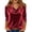 Red, variant on Womens V-Neck Stain Tops 3/4 Length Sleeve Solid T-Shits Blouses Comfy Breathable Work Office Daily Outfits 2026 Trendy Spring Summer Clothes
