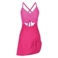 thumbnail image 3 of Deals UTSJKR Women One Piece Swimdress Hollowed Swimsuit Color Block Tummy Control Swim Dress Sexy Criss Cross Tie Back Bathing Suit Hot Pink XXL, 3 of 5