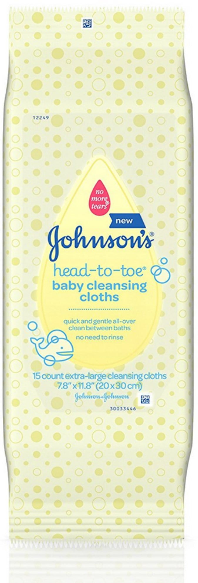 Johnsons Head-To-Toe Baby Cleansing Cloths 15 ea (Pack of 2)