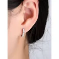 thumbnail image 4 of Elegant 14K White Gold Plated Paved Cubic Zirconia Men Women Huggie Hoop Earring, 4 of 10