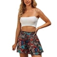 thumbnail image 2 of Shorts for Women 2026 Summer Casual Lightweight Elastic High Waist Floral Printed Ruffle Flowy Shorts, 2 of 4
