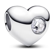 Pandora Engravable Clear Stone Heart Charm