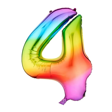 34" Rainbow Ombre Number 4 Foil Balloon, by Way To Celebrate