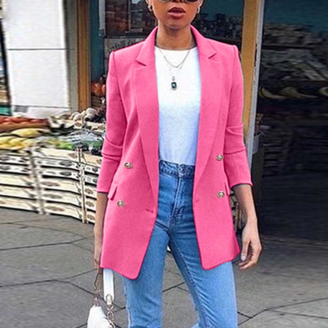 Blazer de Bureau Décontracté pour Femmes avec Poches Cardigan Drapé Veste Costume de Travail