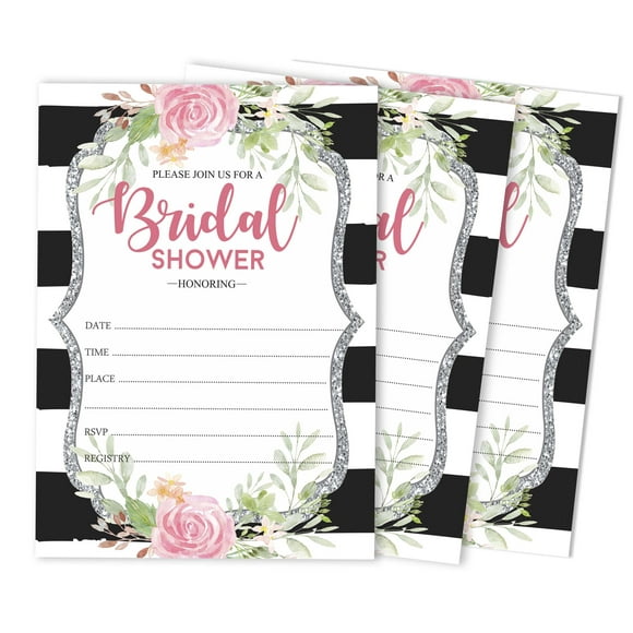 Inkdotpot 30FloralFill-In Style Bridal Shower Invitations Wedding Blank Invites