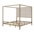 thumbnail image 6 of Euroco Metal King Size Canopy Bed with Upholstery Headboard, Gold, 6 of 7