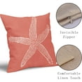 thumbnail image 5 of Coastal Coral Throw Pillow Covers 18x18 Inch Set of 2 Starfish Beach Nautical Pillow Covers Summer Farmhouse Pillowscase Linen Square Cushion Covers for Sofa Couch Bedroom Living Room Home Decoration, 5 of 6